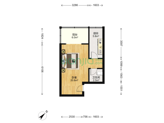 佳利花园一期 1室0厅1卫 42平方