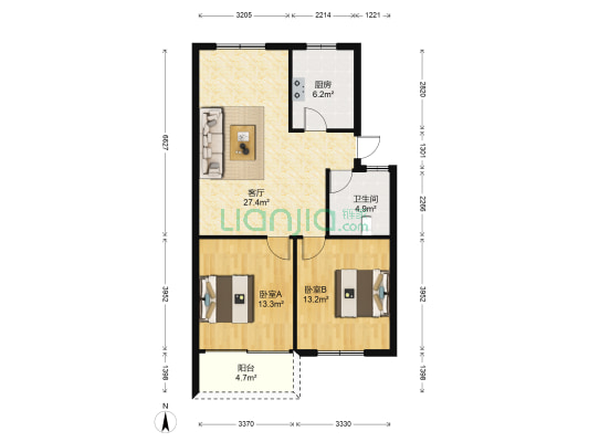 蔡江公寓西区 2室1厅1卫 86平方