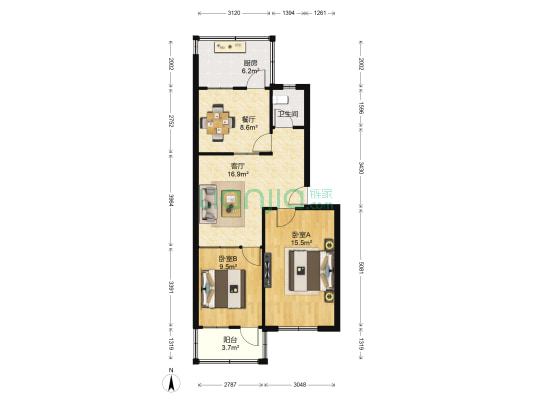 兴济河小区一区 2室2厅1卫 79平方