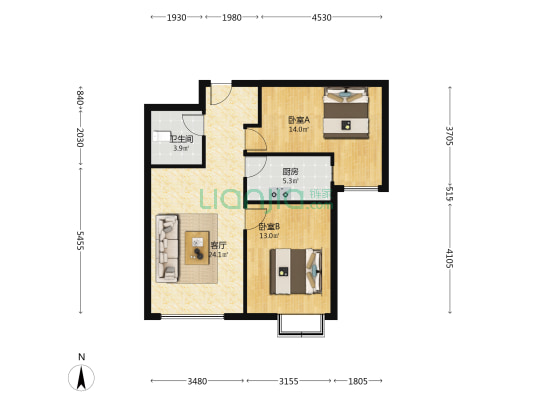 此房业主装修未住高楼层视野好交通便利配套设施齐全-户型图