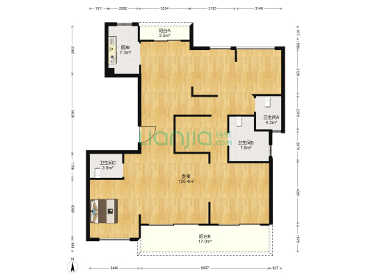敔山嶺秀 1室0厅3卫 183平方