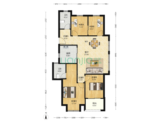 万科海映澜庭北区 4室1厅2卫 118平方