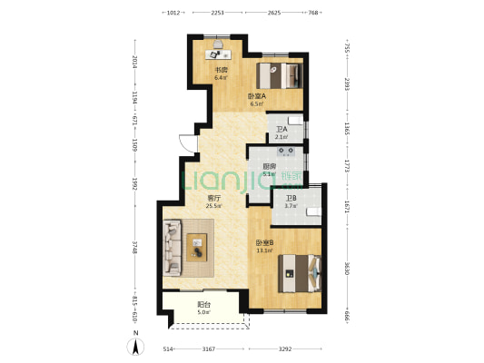 春起江南 3室1厅2卫 88平方