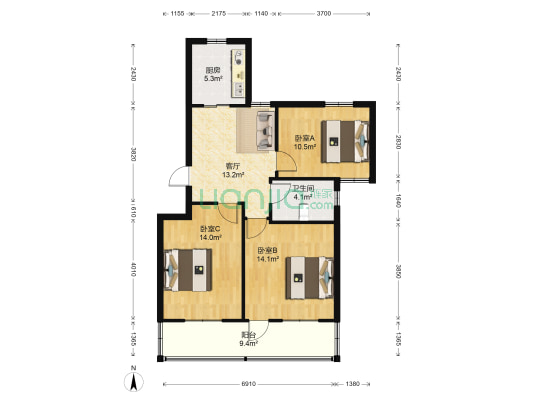 桃园新村 3室1厅1卫 84平方
