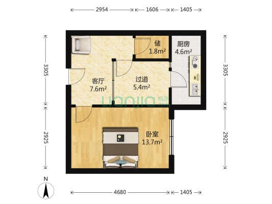 四建家属楼 1室1厅0卫 43平方