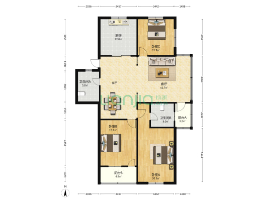 道山新村 3室1厅2卫 148平方