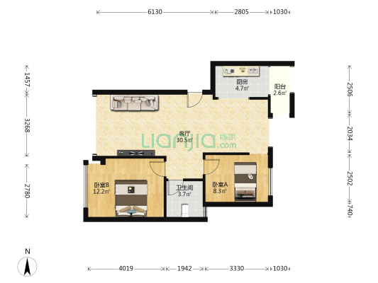 弘阳昕悦棠 2室1厅1卫 69平方