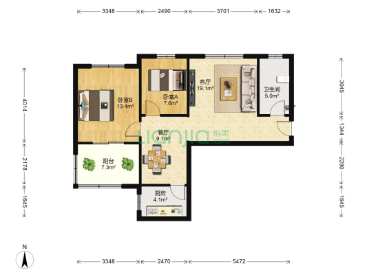 金鼎丽都 2室2厅1卫 94平方