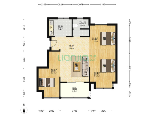 翠枫和苑 3室1厅1卫 98平方