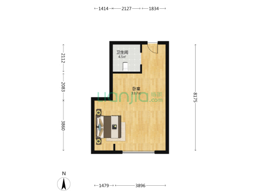 新华联国花园公寓 1室0厅1卫 63平方