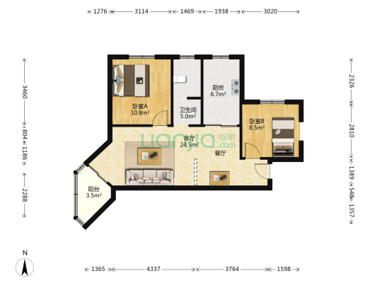 开鲁五村 2室1厅1卫 83平方