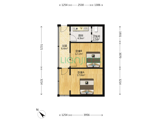 铜丝街2号附8号 2室0厅1卫 45平方