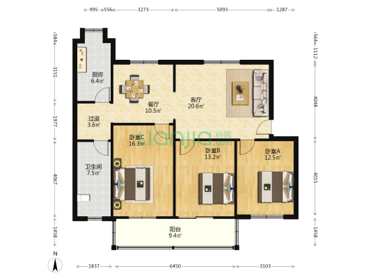 武汉职业技术学院西区 3室2厅1卫 120平方
