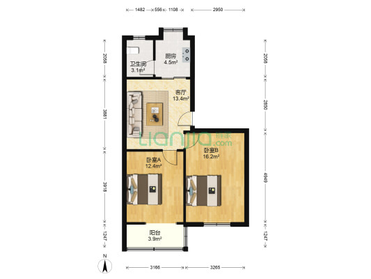 北一街小区 2室1厅1卫 61平方