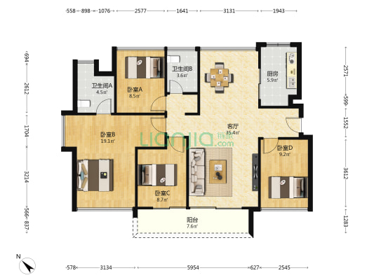保利上宸 4室1厅2卫 122平方