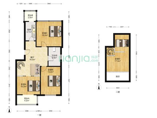 金海园北区 4室1厅1卫 75平方