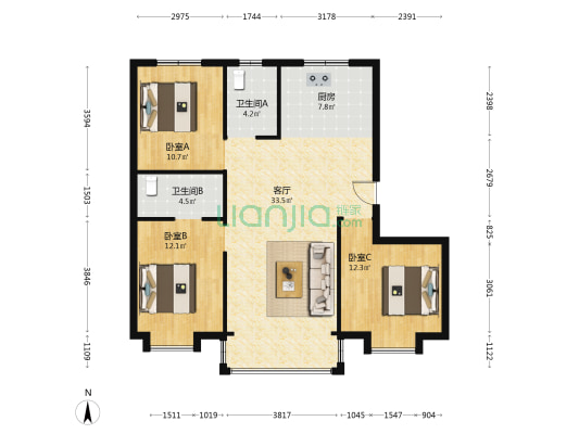 文旅金地 3室1厅2卫 120平方