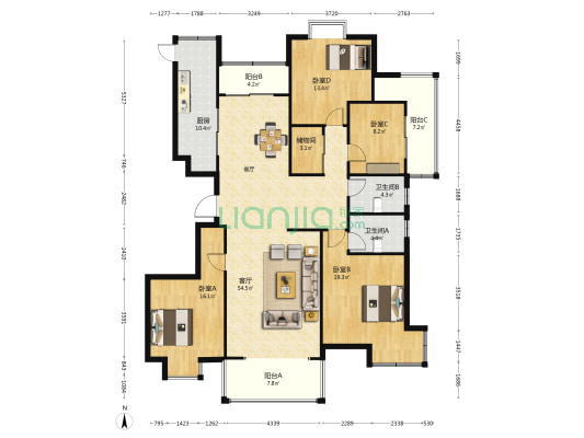 龙府 4室1厅2卫 185平方