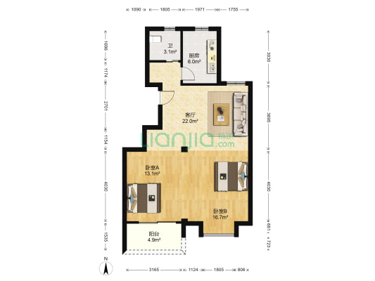 慈浦里 2室1厅1卫 90平方