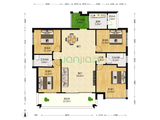 樱雪·蓝悦湾 4室1厅2卫 144平方