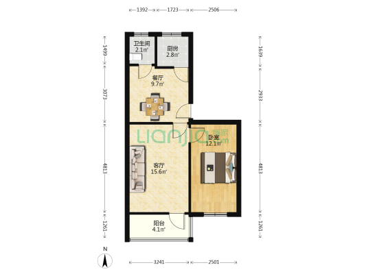 北街新村 1室2厅1卫 57平方