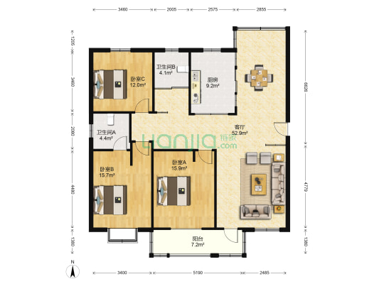 徐丰小区 3室1厅2卫 139平方