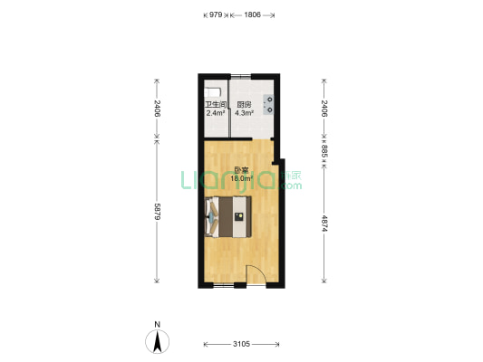 昌化新村 1室0厅1卫 34平方