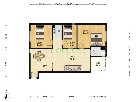 和顺苑（石岐区） 3室1厅1卫 93平方
