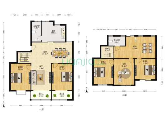 江海名都 5室2厅2卫 201平方