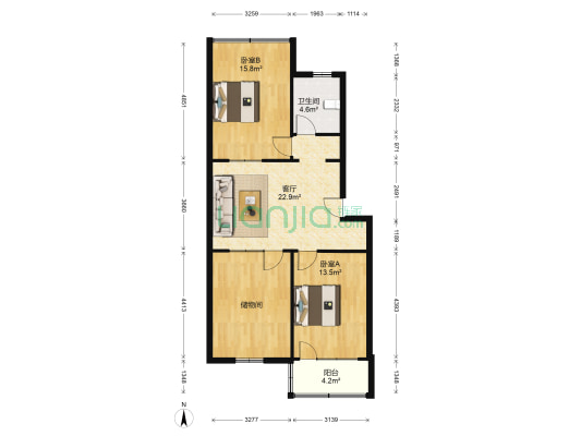 鑫泉花园东区 2室1厅1卫 81平方