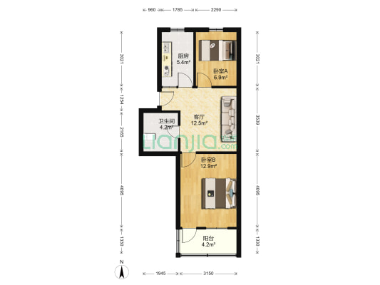 永林北区 2室1厅1卫 55平方