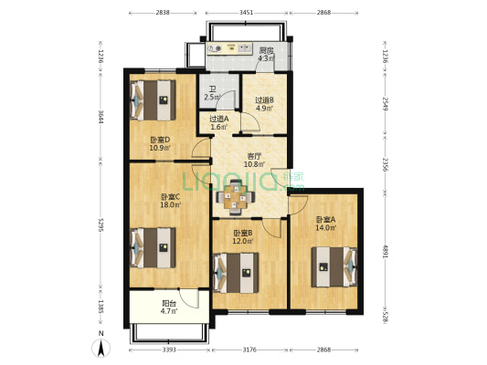 河北中医学院家属院 4室1厅1卫 101平方