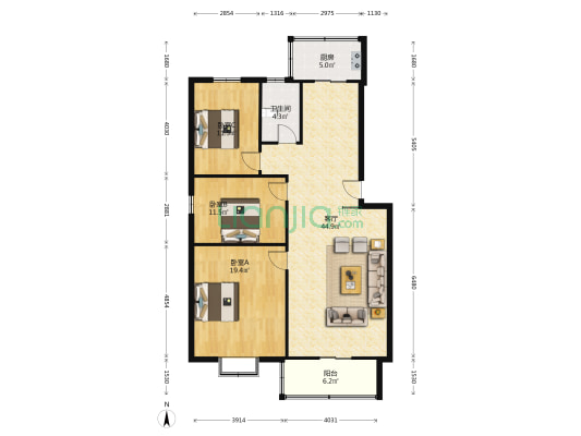 和谐家苑 3室1厅1卫 118平方