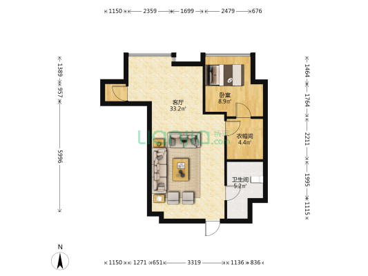 世茂商务广场 1室1厅1卫 94平方