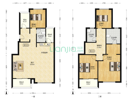 保利珑堂里院 4室1厅3卫 179平方
