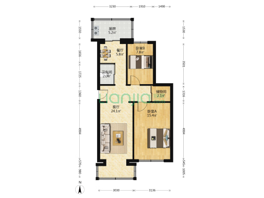 锦西路 2室2厅1卫 73平方