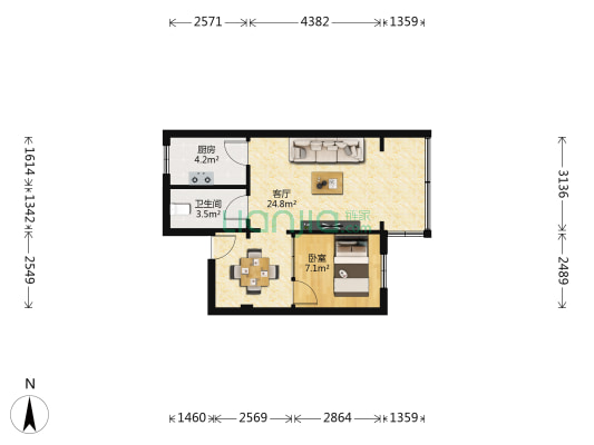 力行新村小区 1室1厅1卫 54平方