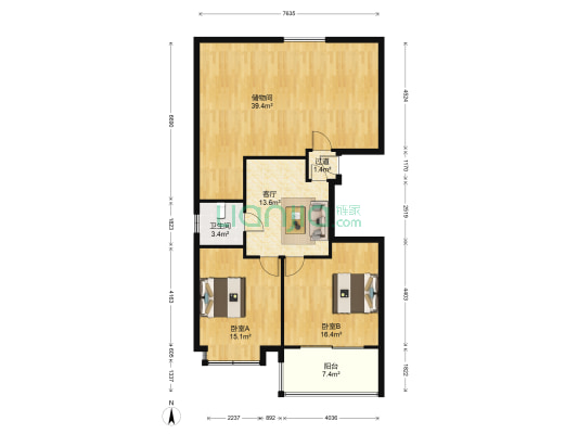 芳辰丽阳北园 2室1厅1卫 132平方