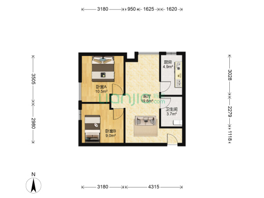 加侨悦山国际东区 2室1厅1卫 75平方