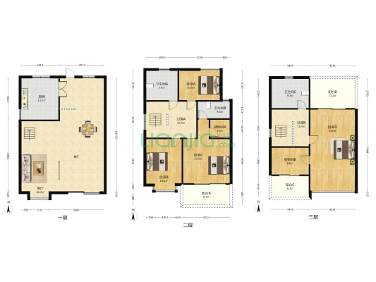 君临香格里A区 4室1厅3卫 180平方