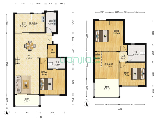乐福苑 4室2厅2卫 85平方