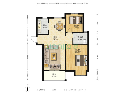 雪新苑71-83号 2室1厅1卫 92平方