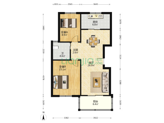 集贸新苑 2室1厅1卫 97平方