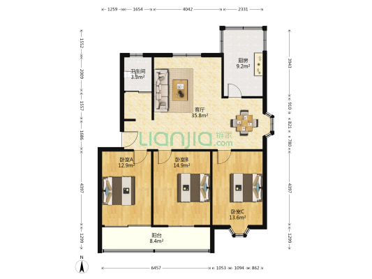 舟桥部队 3室1厅1卫 100平方