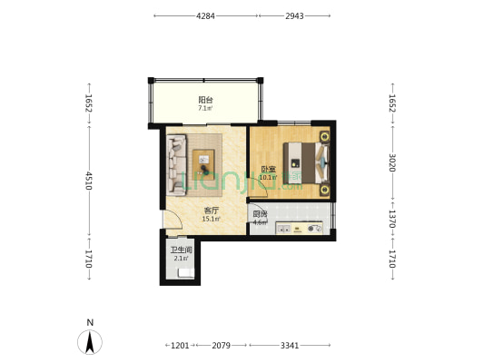 科艺里 1室1厅1卫 42平方