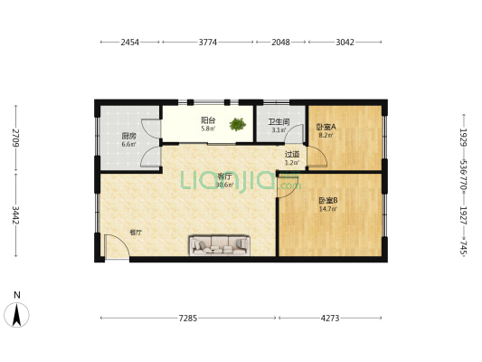 别样幸福城3号地块佳美苑 2室1厅1卫 85平方