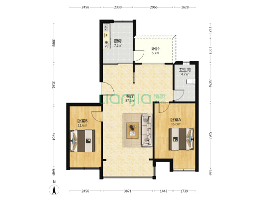 世纪花园一期 2室1厅1卫 98平方