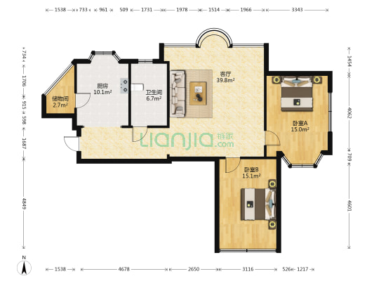 双星大厦 2室1厅1卫 121平方