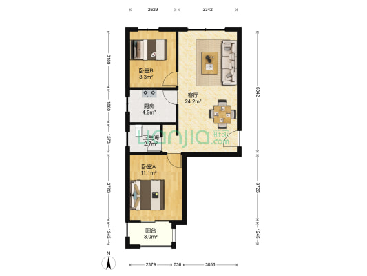 馨视界花城B区 2室1厅1卫 80平方