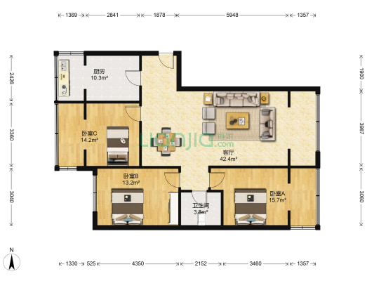 荣华公寓 3室1厅1卫 112平方